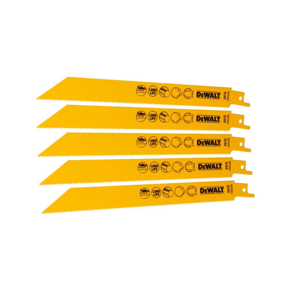 DeWalt DT2353-QZ 203mm 14 TPI Bi-Metal Reciprocating Saw Blades (5 Pack)