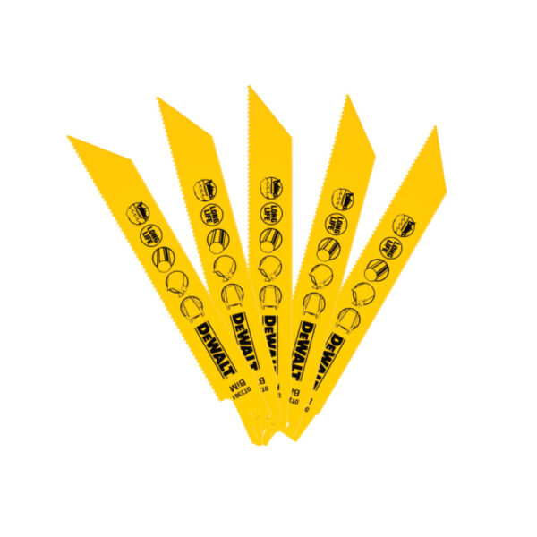 DeWalt DT2361-QZ 152mm 14 TPI Bi-Metal Reciprocating Saw Blades (5 Pack)
