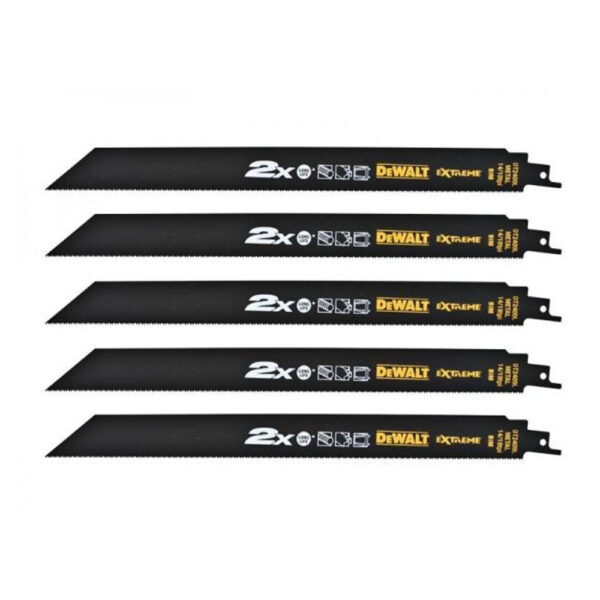 DeWalt DT2408L-QZ 203mm 14/18 TPI Metal Cutting 2X Life Reciprocating Saw Blades (5 Pack)