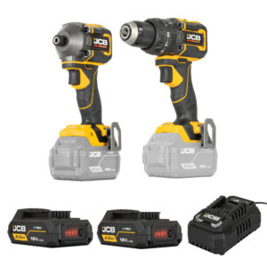 JCB 18V Pro Kit With 75Nm Combi Drill, 230Nm Impact Driver, 2 x 2.0Ah Batteries and 4.5A Charger