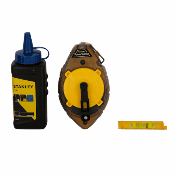 Stanley PowerWinder Chalk Line Reel (30m) With Blue Chalk And Level