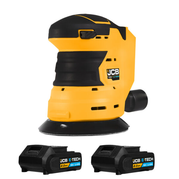 JCB 18V Orbital Sander 2 x 2Ah Batteries and 20" Kit Bag