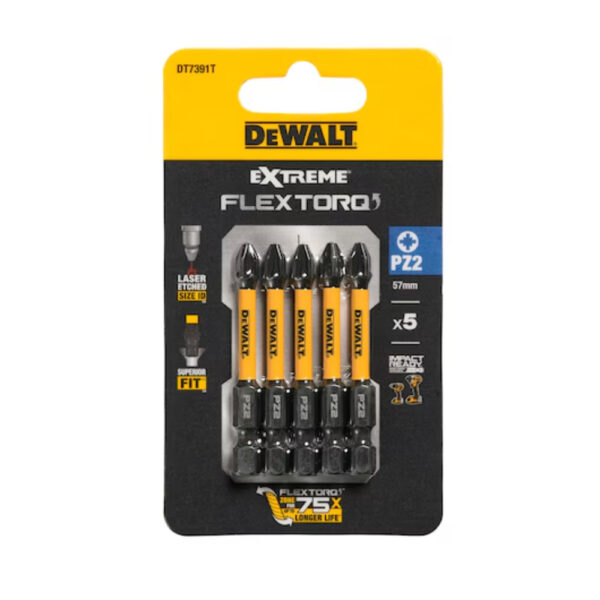 DeWalt DT7391T-QZ PZ2 FlexTorq Screwdriver Bit 57mm (5 Pcs)