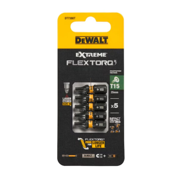 DeWalt DT7380T-QZ EXTREME FlexTorq T15 (25mm) Screwdriver Bits (5 Pcs)