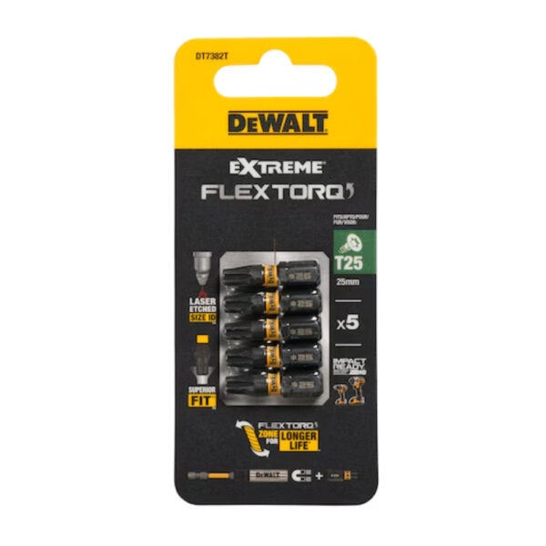 DeWalt DT7382T-QZ EXTREME FlexTorq T25 (25mm) Screwdriver Bits (5 Pcs)