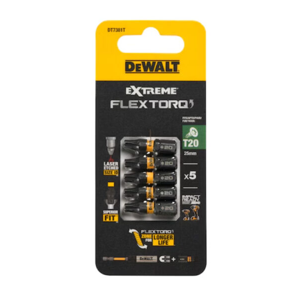DeWalt DT7381T-QZ EXTREME FlexTorq T20 (25mm) Screwdriver Bits (5 Pcs)