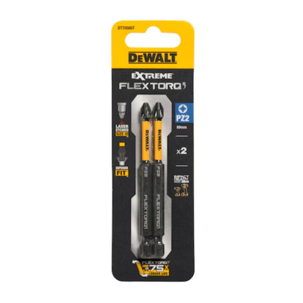 DeWalt DT70566T-QZ PZ2 89mm FlexTorq Screwdriver Bit (2 Pcs)