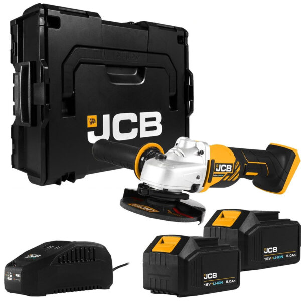 JCB 18V Angle Grinder 2 X 5Ah Batteries With L-BOXX 136 Tool Case