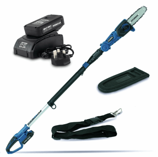 Hyundai Cordless Pole Saw, Pruner, 2.3m Long Reach, 20V 2Ah Li-Ion Battery | HY2192