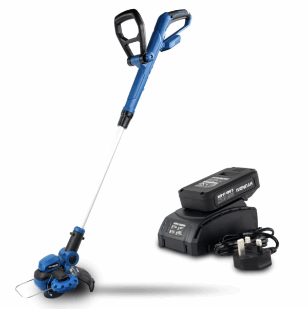 Hyundai 20V 2-in-1 Cordless Grass Trimmer and Lawn Edger 2Ah Battery, 25cm Cut | HY2187