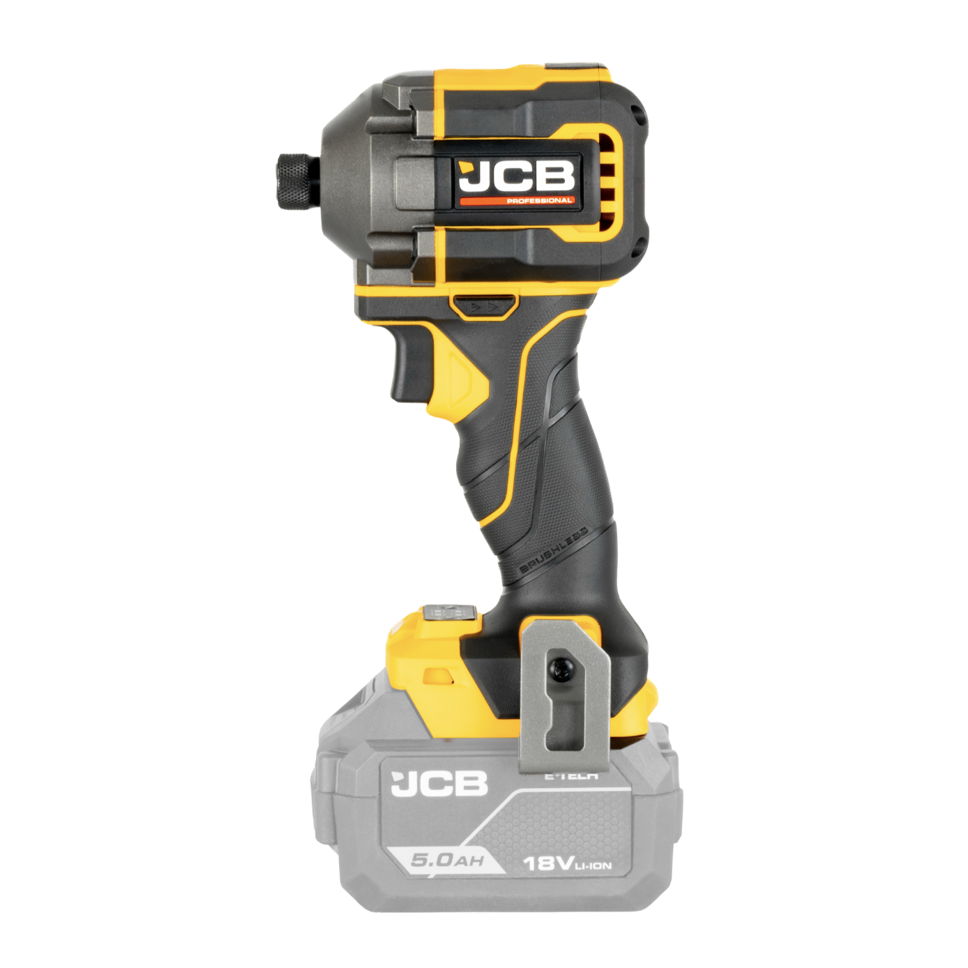 JCB Pro 18V Kit Combi Drill 75Nm Impact Driver 230Nm Angle Grinder 115mm With 2 x 5.0Ah Batteries Charger And Tool Bag
