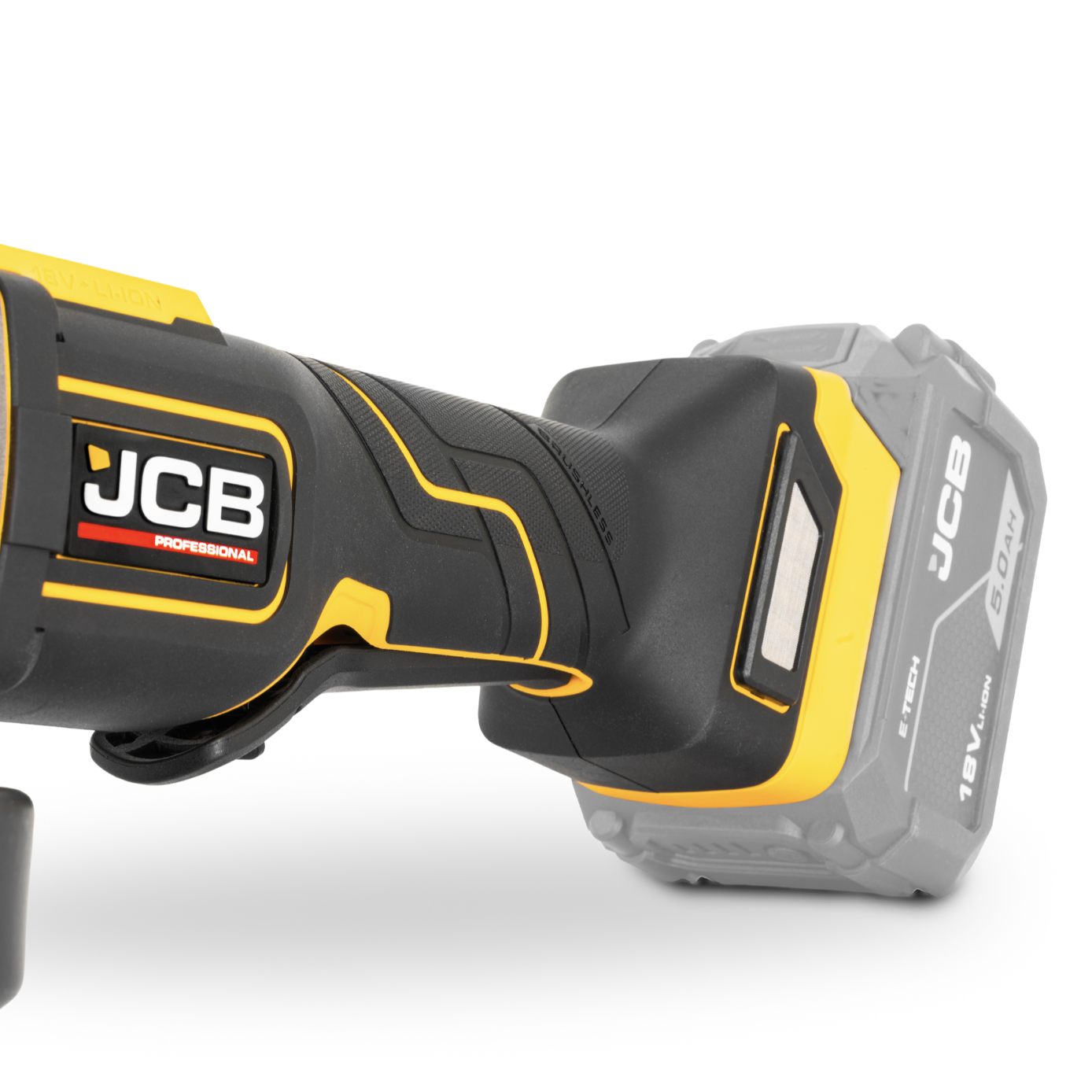 JCB Pro 18V Kit Combi Drill 75Nm Impact Driver 230Nm Angle Grinder 115mm With 2 x 5.0Ah Batteries Charger And Tool Bag