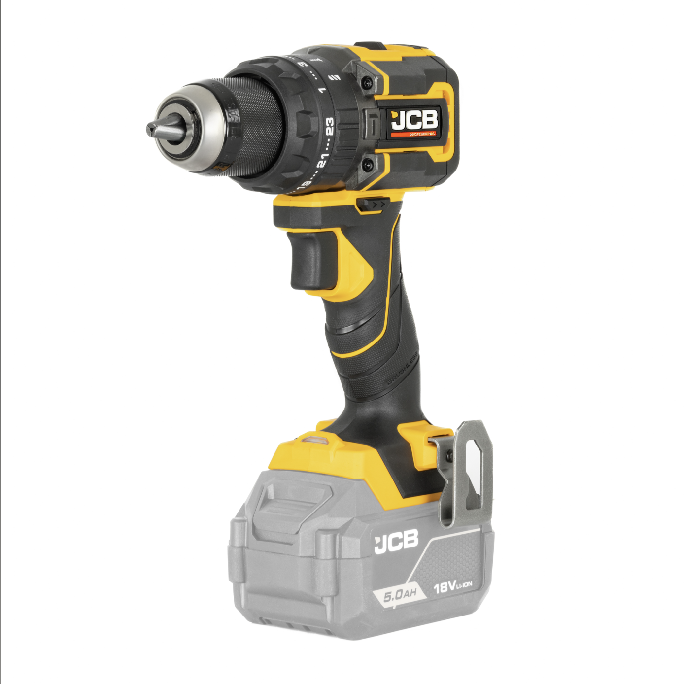 JCB 18V Pro Kit Combi Drill 75Nm Impact Driver 230Nm Multi Tool With 2.0Ah And 5.0Ah Batteries Fast Charger And Tool Bag