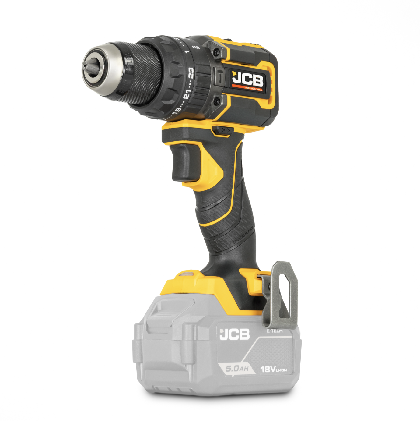JCB Pro 18V Kit With 75Nm Combi Drill And 115mm Angle Grinder, 2 x 5.0Ah Batteries, Fast Charger And Soft Tool Bag