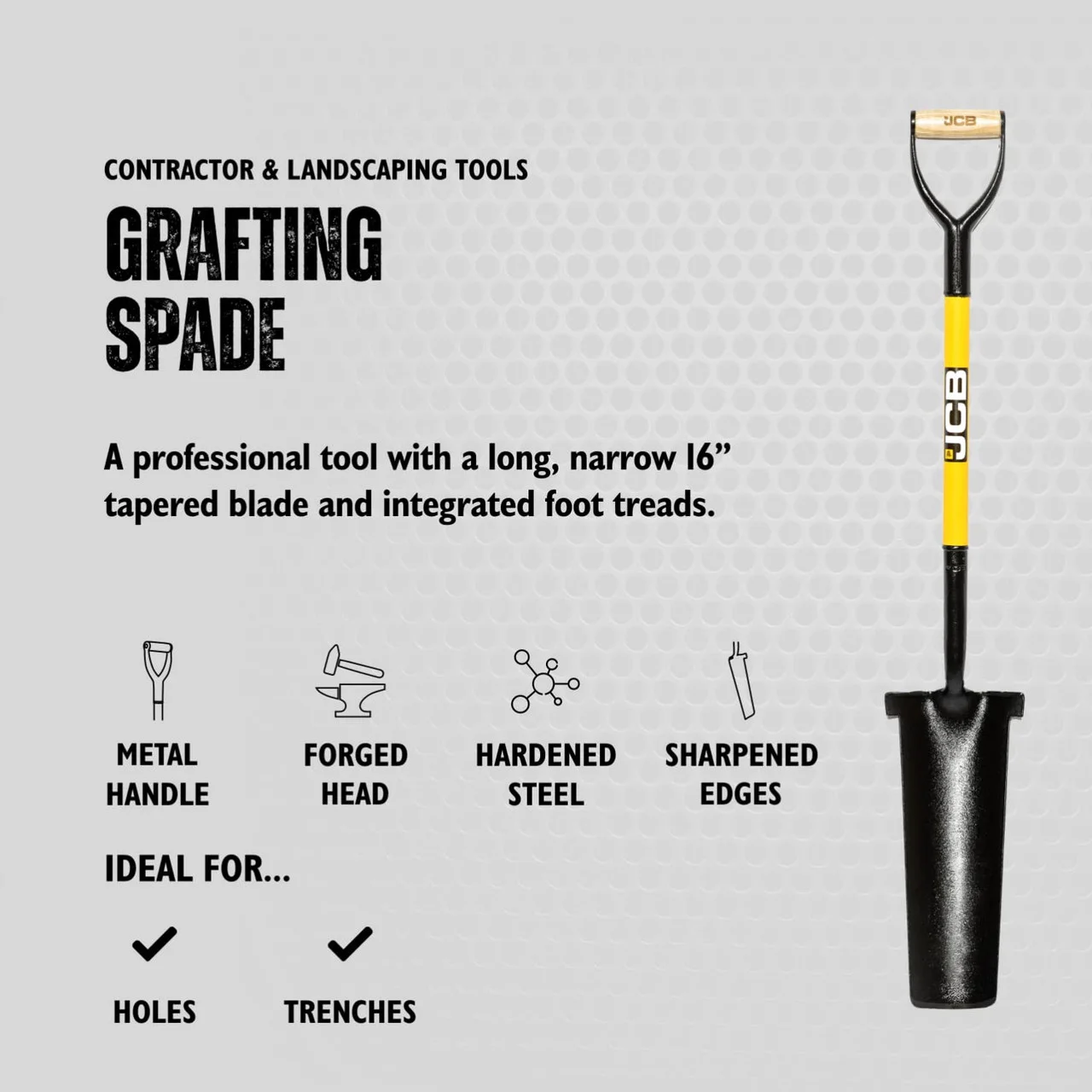 JCB Professional Solid Forged Grafting Spade (Newcastle Style)