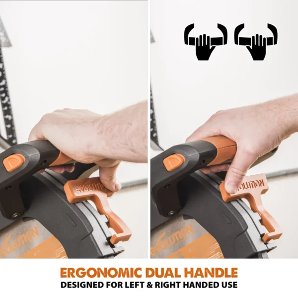 Evolution R255SMS-DB+ 255mm Double Bevel Sliding Compound Mitre Saw With 40T Wood Blade And 28T Multi-Material TCT Blade