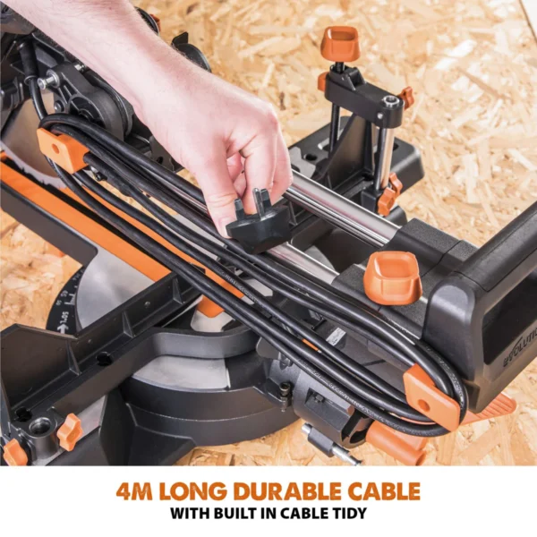Evolution R255SMS-DB+ 255mm Double Bevel Sliding Compound Mitre Saw With 40T Wood Blade And 28T Multi-Material TCT Blade