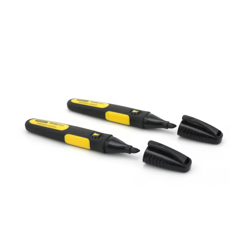 Stanley FATMAX Chisel Tip Black Marker Pens (2 Pack)