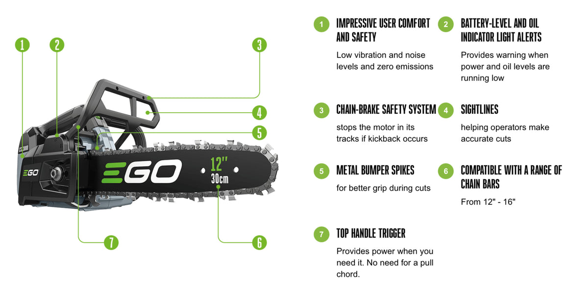 EGO CSX3000 - 30cm Top-handle Chainsaw - Unit Only
