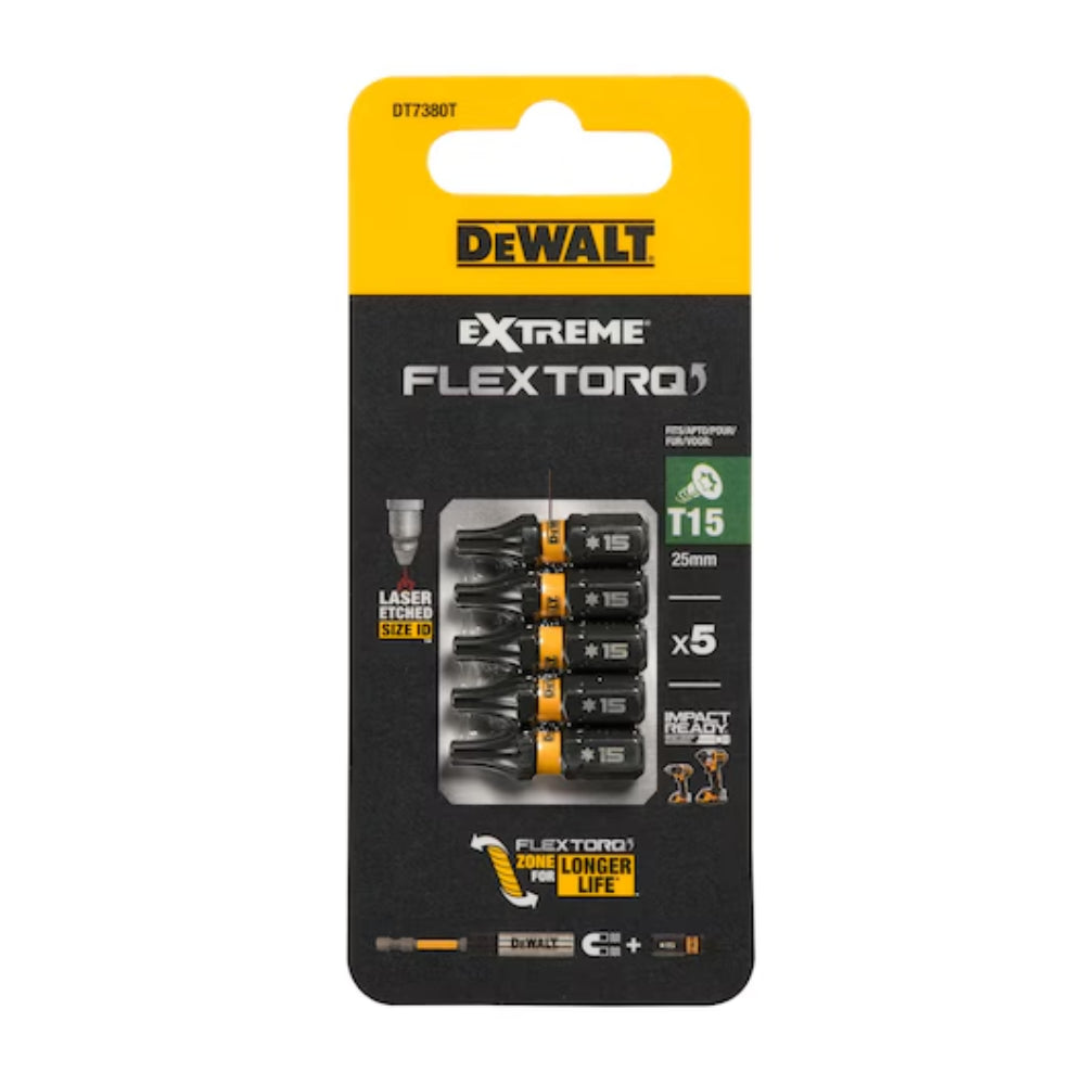DeWalt DT7380T-QZ EXTREME FlexTorq T15 (25mm) Screwdriver Bits (5 Pcs)