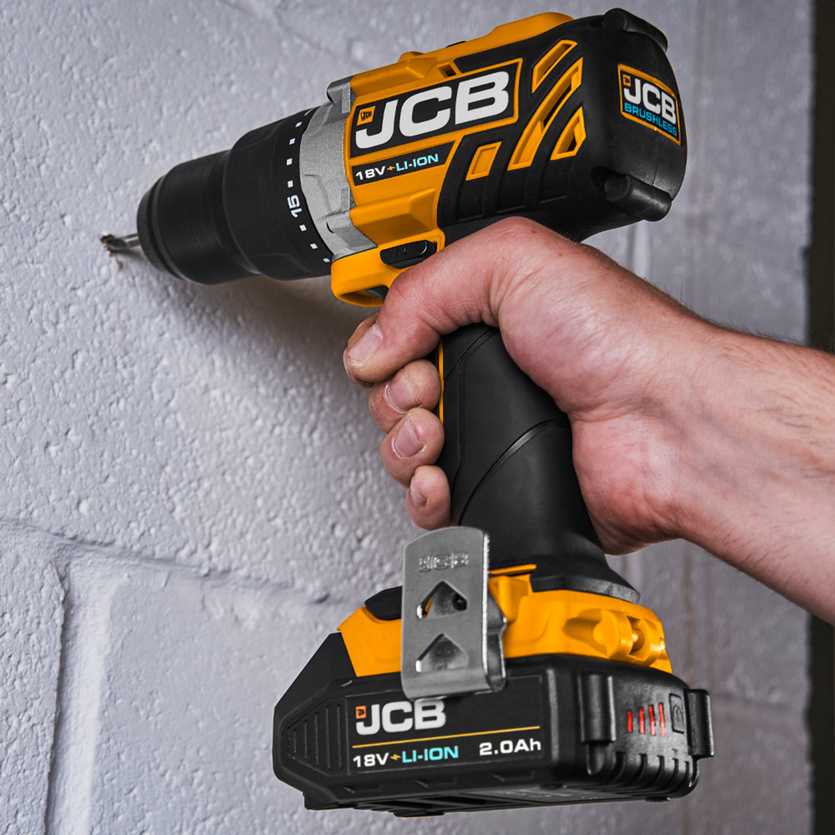 JCB 18V Brushless Drill Driver Bare Unit With 5 Piece Masonry Drill Bit Set