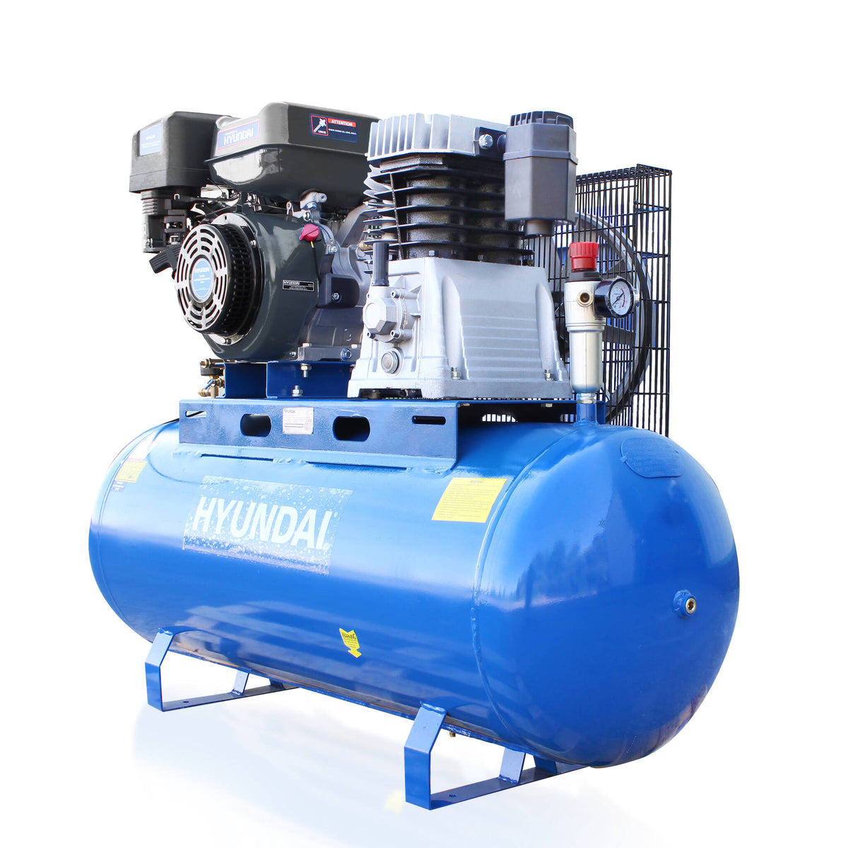 Hyundai HY140200PES 200L Litre Air Compressor, 29CFM/145psi, Twin Cylinder Belt Drive 14hp
