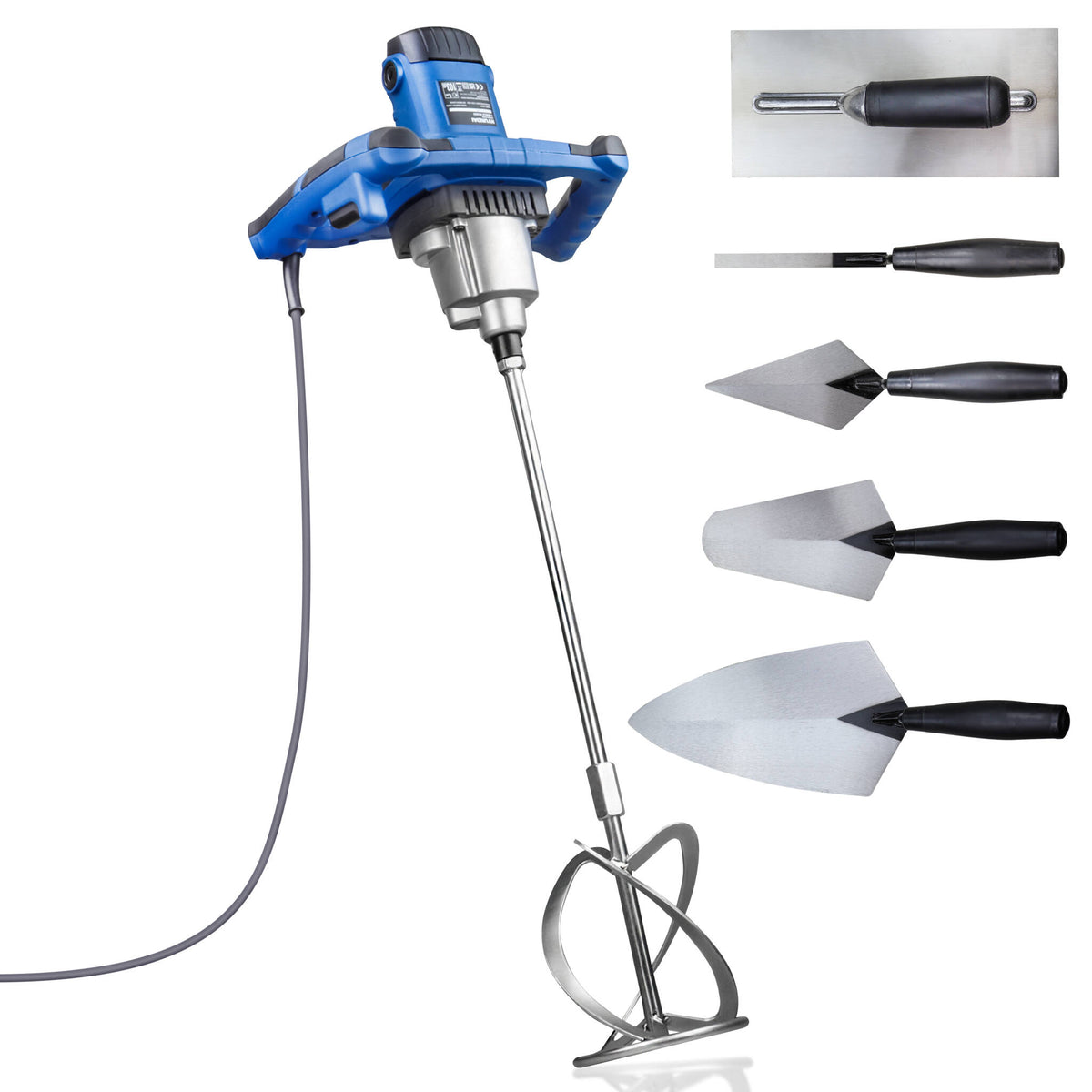 Hyundai HYPM1600E 1600W Electric Paddle Mixer with 5 Piece Trowel Set 230v/240v