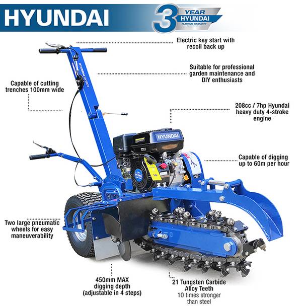 Hyundai Petrol Trencher 450mm HYTR70