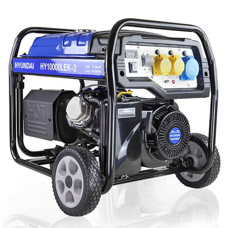 Hyundai 8kW/10kVA* Recoil and Electric Start Site Petrol Generator | HY10000LEK-2