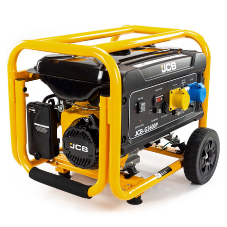 JCB 3.6kW / 4.5kVA Petrol Site Generator 115V / 230V 7.5hp 224cc JCB Engine, Recoil Pull Start (JCB-G3600P)
