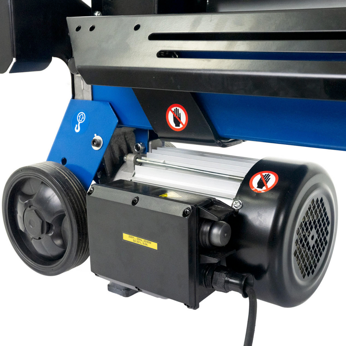 Hyundai 5 Tonne Horizontal Electric Log Splitter with Hydraulic Ram, Steel Protection Cage 520mm Length | HYLS5000HE
