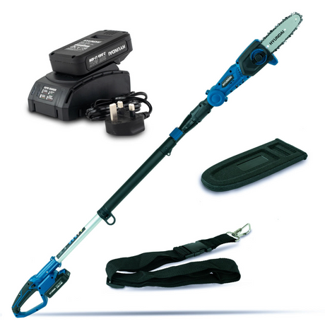 Hyundai Cordless Pole Saw, Pruner, 2.3m Long Reach, 20V 2Ah Li-Ion Battery | HY2192