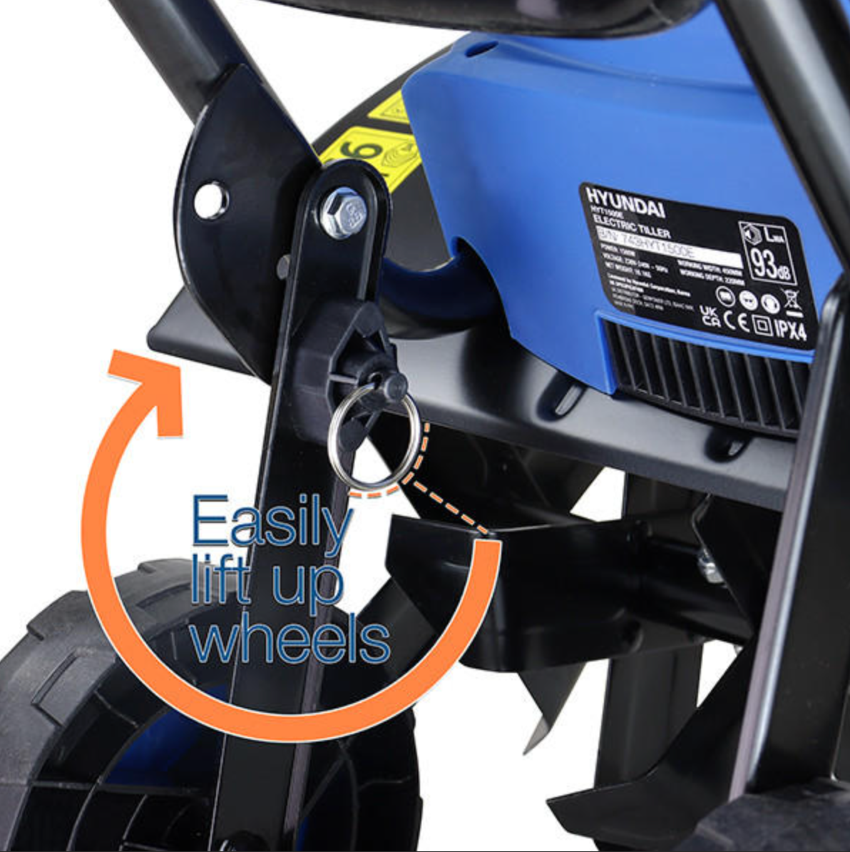 Hyundai 1500W 45cm Electric Garden Tiller, Cultivator, Rotovator and Rototiller 4 x 6 Blades | HYT1500E
