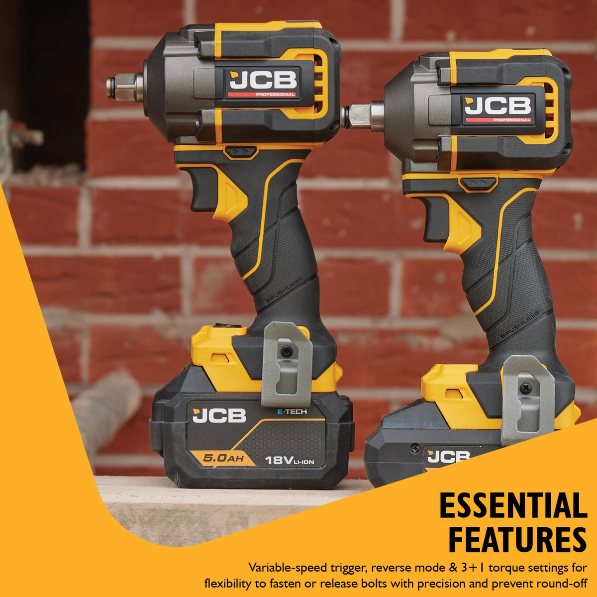 JCB Pro 18V Impact Wrench 1/2" 400Nm Fastening (Bare Tool)