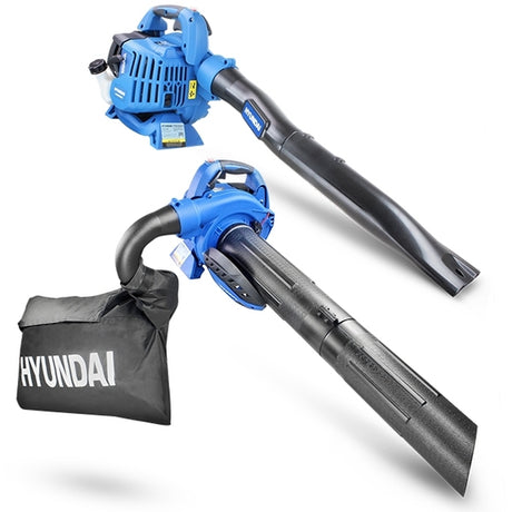 Hyundai HYBV2600X 26cc 2-Stroke 3-in-1 Petrol Leaf Blower, Garden Vac & Shredder, 157mph Air Speed, 40L Collection Bag