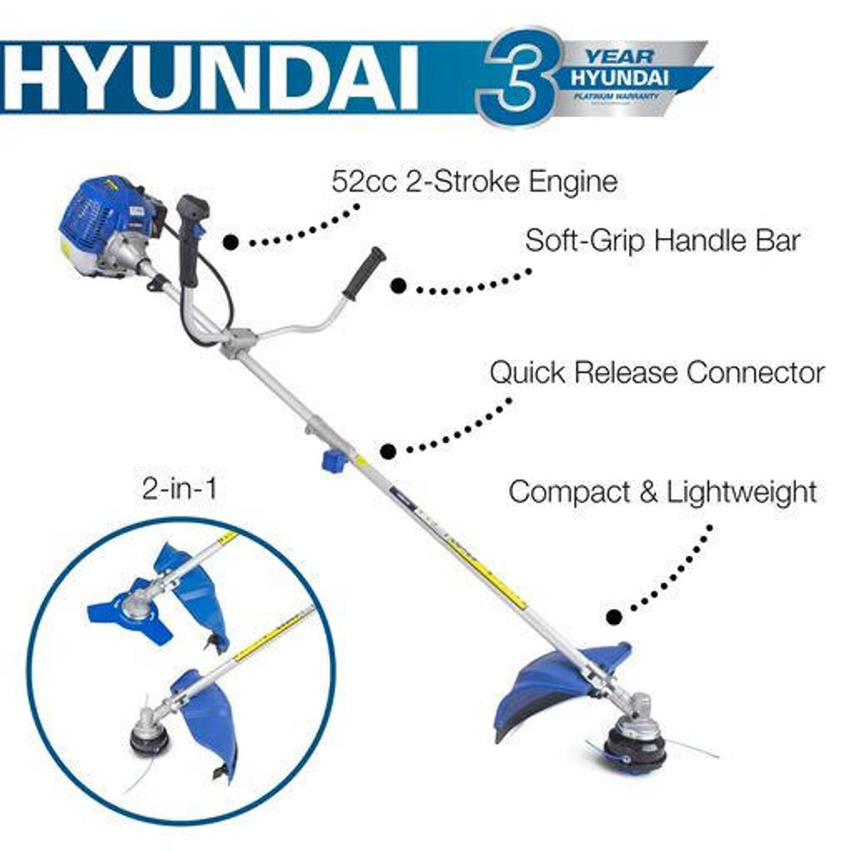 Hyundai HYBC5200X 52cc Petrol Grass Trimmer / Brushcutter